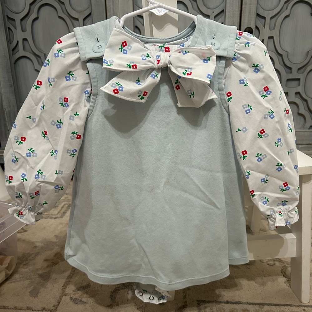 Floral Bow Dress with Puff Sleeves
